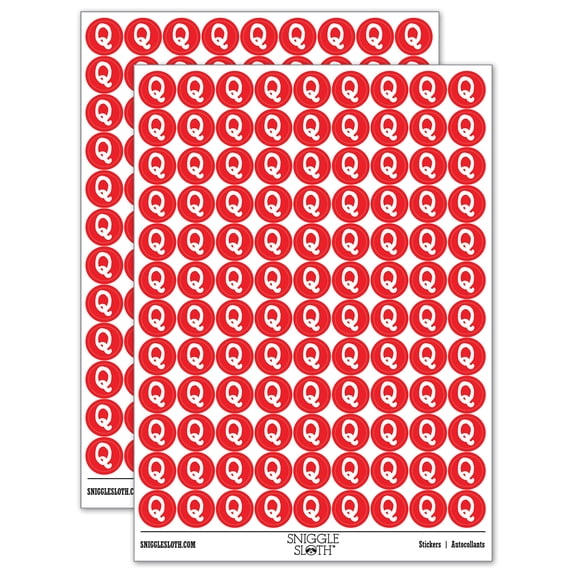 Letter Q Uppercase Cute Typewriter Font 200+ Round Stickers - Red - Gloss Finish - 0.50" Size