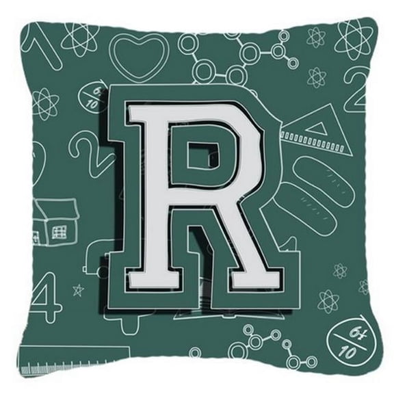 Letter R Back To School Initial Canvas Fabric Decorative Pillow