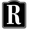 thumbnail image 1 of Letter R Bin Aisle Row Marker Label BLACK Aluminum Composite Sign, 8.5"x10", 1 of 9