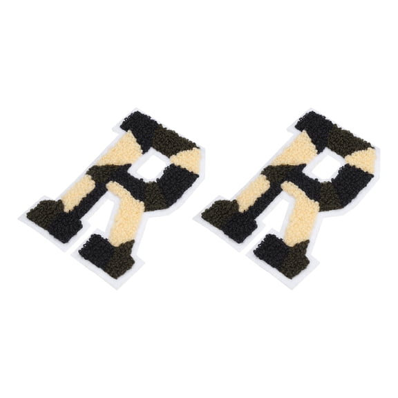 Letter R Chenille Stitch Sew-On Letter Patch Camouflage White 3.9" Chenille Embroidered Camo Letter Patch 2 Pack