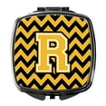 thumbnail image 1 of Letter R Chevron Black and Gold Compact Mirror, 1 of 4