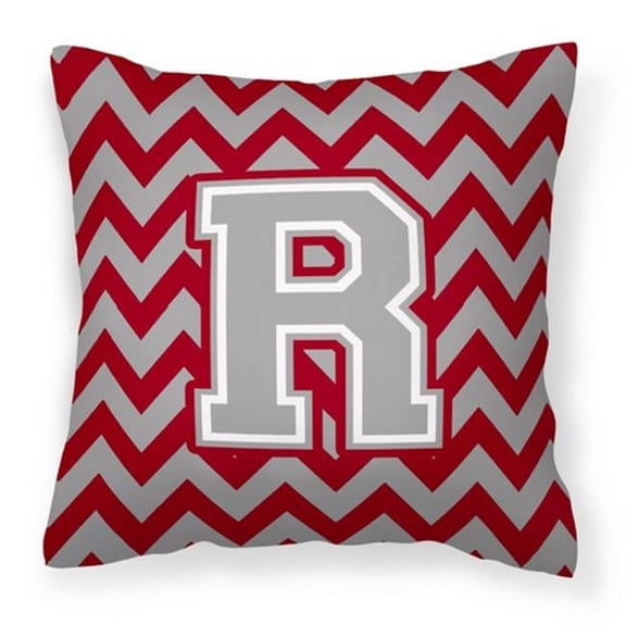 Letter R Chevron Crimson & Grey Fabric Decorative Pillow - Crimson & Grey - 14in. H x 3in. W x 14in. L