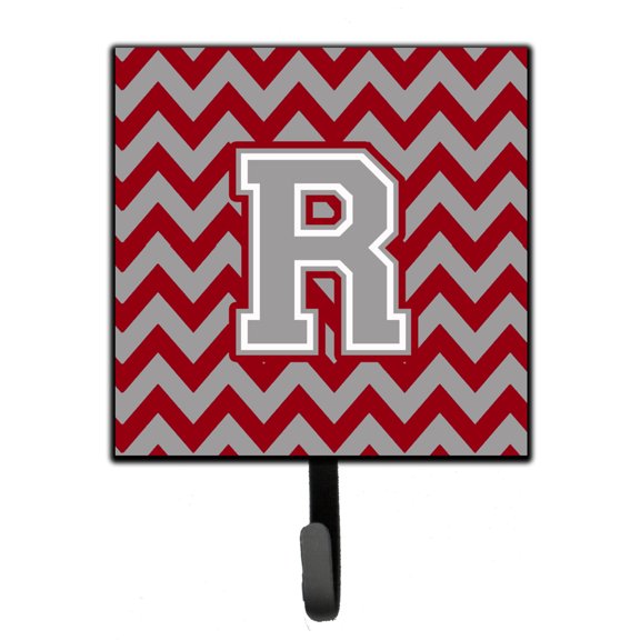 Letter R Chevron Crimson and Grey   Leash or Key Holder