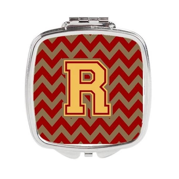 Letter R Chevron Garnet & Gold Compact Mirror