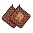 thumbnail image 1 of Letter R Chevron Garnet & Gold Pair of Pot Holders, 1 of 1