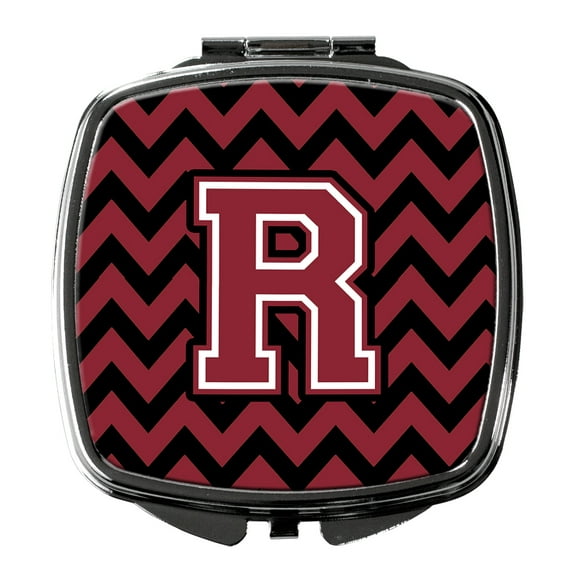 Letter R Chevron Garnet and Black  Compact Mirror
