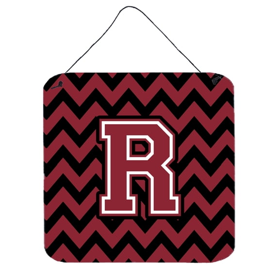 Letter R Chevron Garnet and Black Wall or Door Hanging Prints