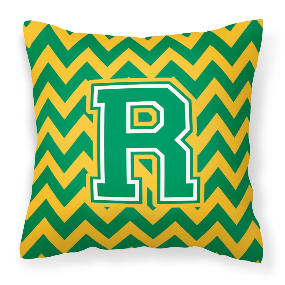 Letter R Chevron Green and Gold Fabric Decorative Pillow - Walmart.com