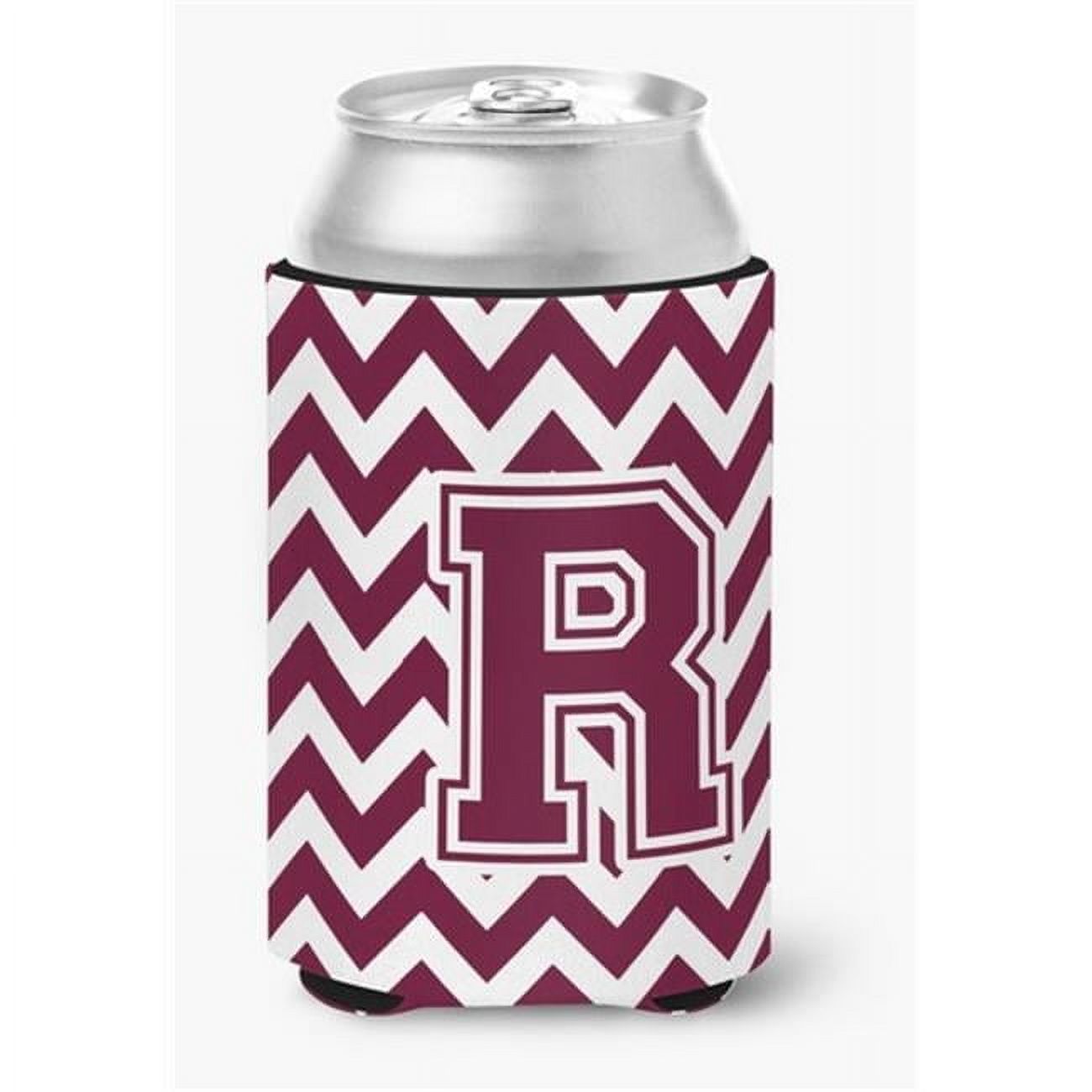 Maroon Block R Letter R Chevron Maroon & White Can or Bottle Hugger, 0.25 x 4 x 5.5 in ...
