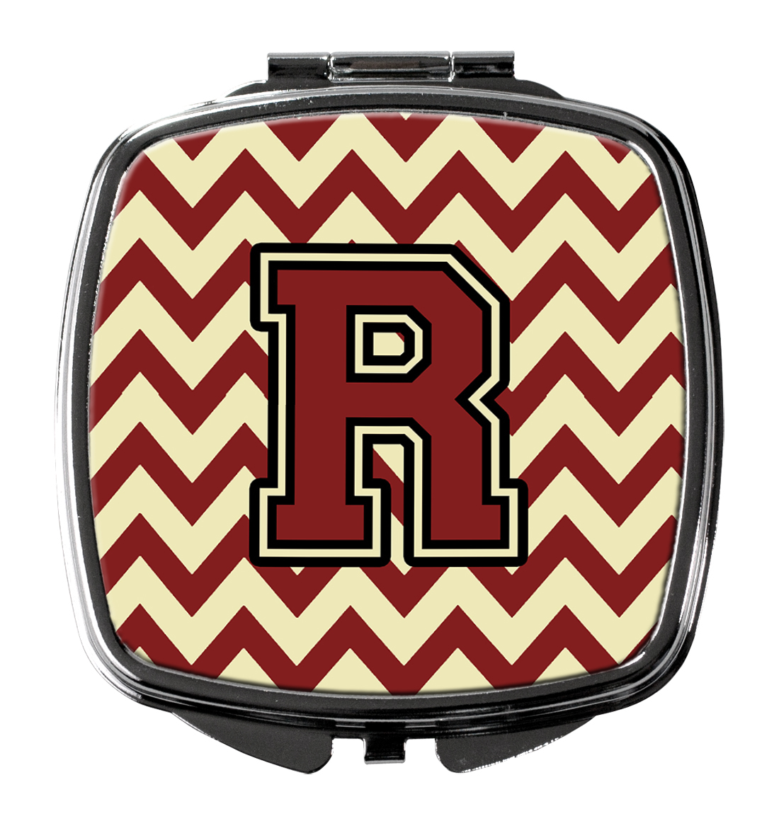 Letter R Mirror Letter R Chevron Maroon and Gold Compact Mirror - Walmart.com