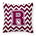 thumbnail image 1 of Letter R Chevron Maroon and White Fabric Decorative Pillow, 1 of 2