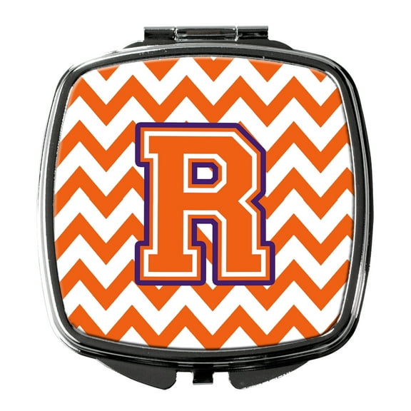 Letter R Chevron Orange and Regalia Compact Mirror