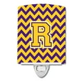 thumbnail image 1 of Letter R Chevron Purple and Gold Ceramic Night Light, 1 of 1