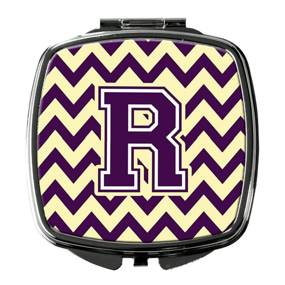 Letter R Chevron Purple and Gold Compact Mirror CJ1058-RSCM