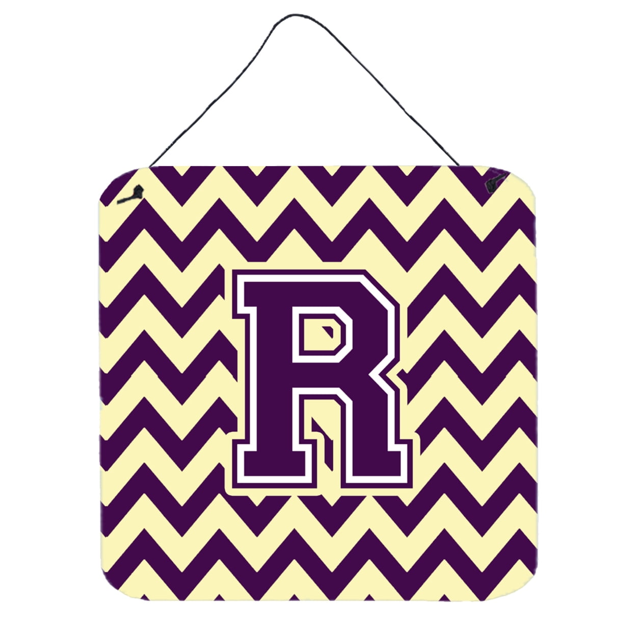 Letter R Chevron Purple and Gold Wall or Door Hanging Prints