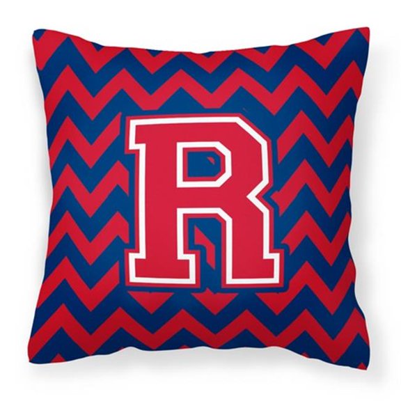 Letter R Chevron Yale Blue & Crimson Fabric Decorative Pillow - Yale Blue & Crimson - 14in. H x 3in. W x 14in. L