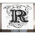 thumbnail image 1 of Ambesonne Letter R Curtains 2 Panel Set, Antique R Typography, 108" x 84", Black Grey White, 1 of 3