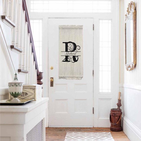 Letter R Door Curtains for Door Window, French Sidelight Front Back Door Curtains With Tieback, Monogram Words Kitchen Rod Pocket Drapes Privacy Panel Window Blind Cover, 25"x40"