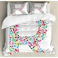 thumbnail image 1 of Letter R Duvet Cover Set Queen Size, Cool and Creative Arts Themed Typography Design Music Inspired Uppercase R Font, Decorative 3 Piece Bedding Set with 2 Pillow Shams, Multicolor, by Ambesonne, 1 of 2