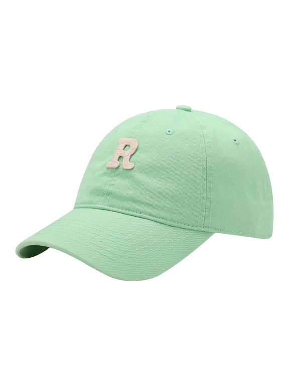 Letter R Embroidered Baseball Cap Curved Wide Brim Sun Protection Adjustable Dad Hat Style Alpha