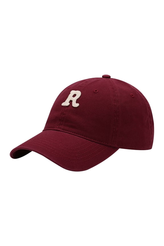 Letter R Embroidered Baseball Cap Women Men Wide Brim Curved Visor Sun Protection Adjustable Dad Hat for Unisex
