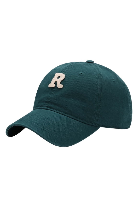 Letter R Embroidered Baseball Cap Women Men Wide Brim Curved Visor Sun Protection Adjustable Dad Hat for Unisex
