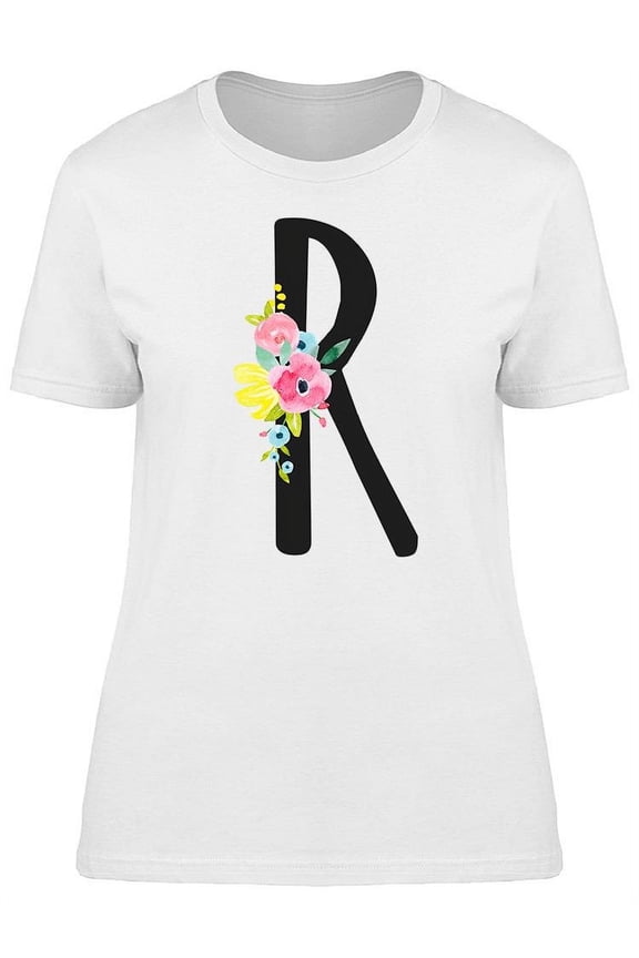 Letter R, Flowers On Top Tee Women's -Image by Shutterstock