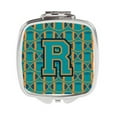 thumbnail image 1 of Letter R Football Aqua - Orange & Marine Blue Compact Mirror, 1 of 1