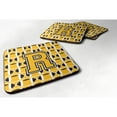 thumbnail image 1 of Letter R Football Black Old Gold and White Foam Coaster Set of 4, 1 of 3