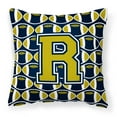 thumbnail image 1 of Letter R Football Blue and Gold Fabric Decorative Pillow, 1 of 4