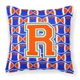 thumbnail image 1 of Letter R Football Green, Blue and Orange Fabric Decorative Pillow, 1 of 4