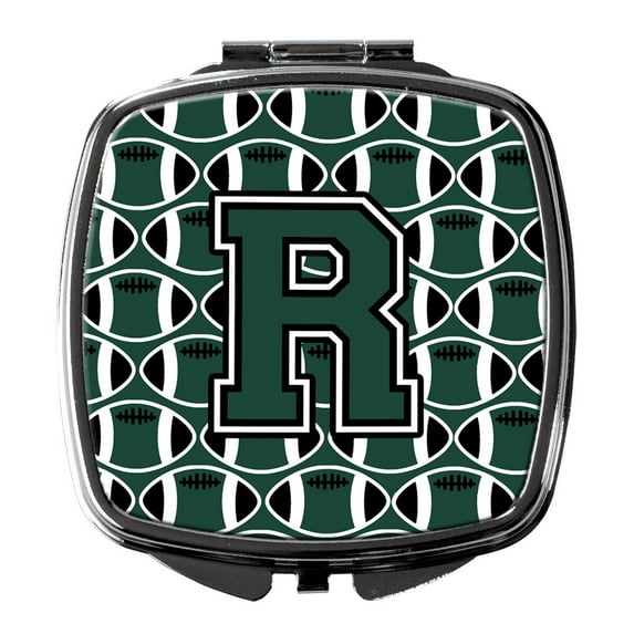 Letter R Football Green and White Compact Mirror CJ1071-RSCM