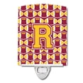 thumbnail image 1 of Letter R Football Maroon and Gold Ceramic Night Light, 1 of 1