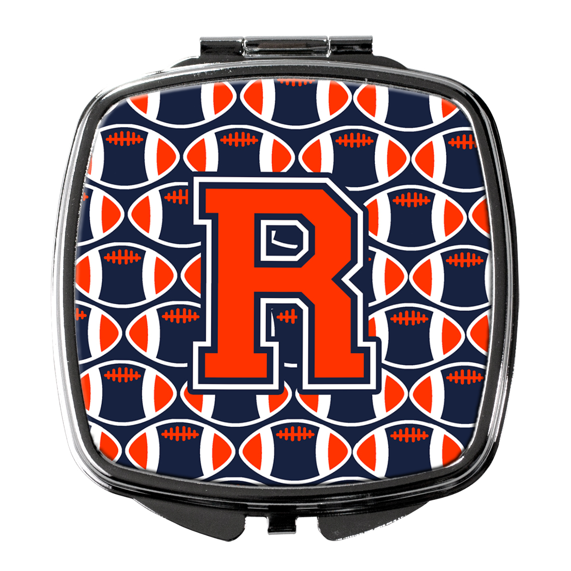 Letter R Mirror Letter R Football Orange Blue and white Compact Mirror CJ1066-RSCM ...