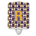 thumbnail image 1 of Letter R Football Purple & Gold Ceramic Night Light, 1 of 1