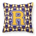 thumbnail image 1 of Letter R Football Purple and Gold Fabric Decorative Pillow, 1 of 4