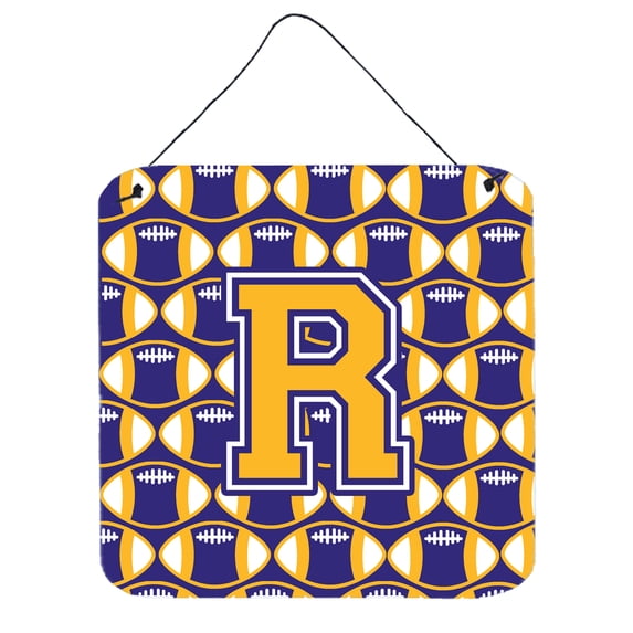 Letter R Football Purple and Gold Wall or Door Hanging Prints
