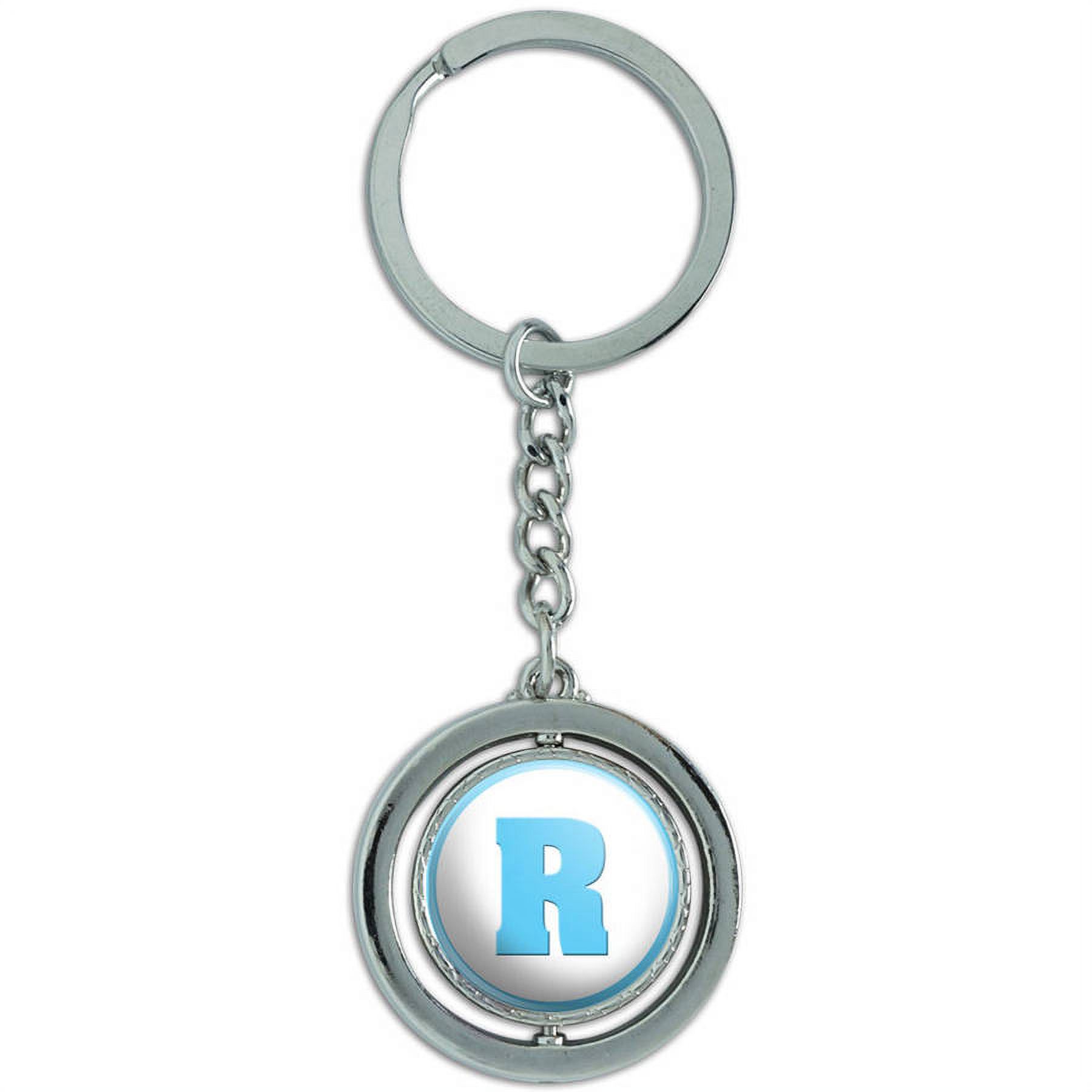 Letter R Initial Baby Boy Block Font Blue Shower Spinning Round Metal ...