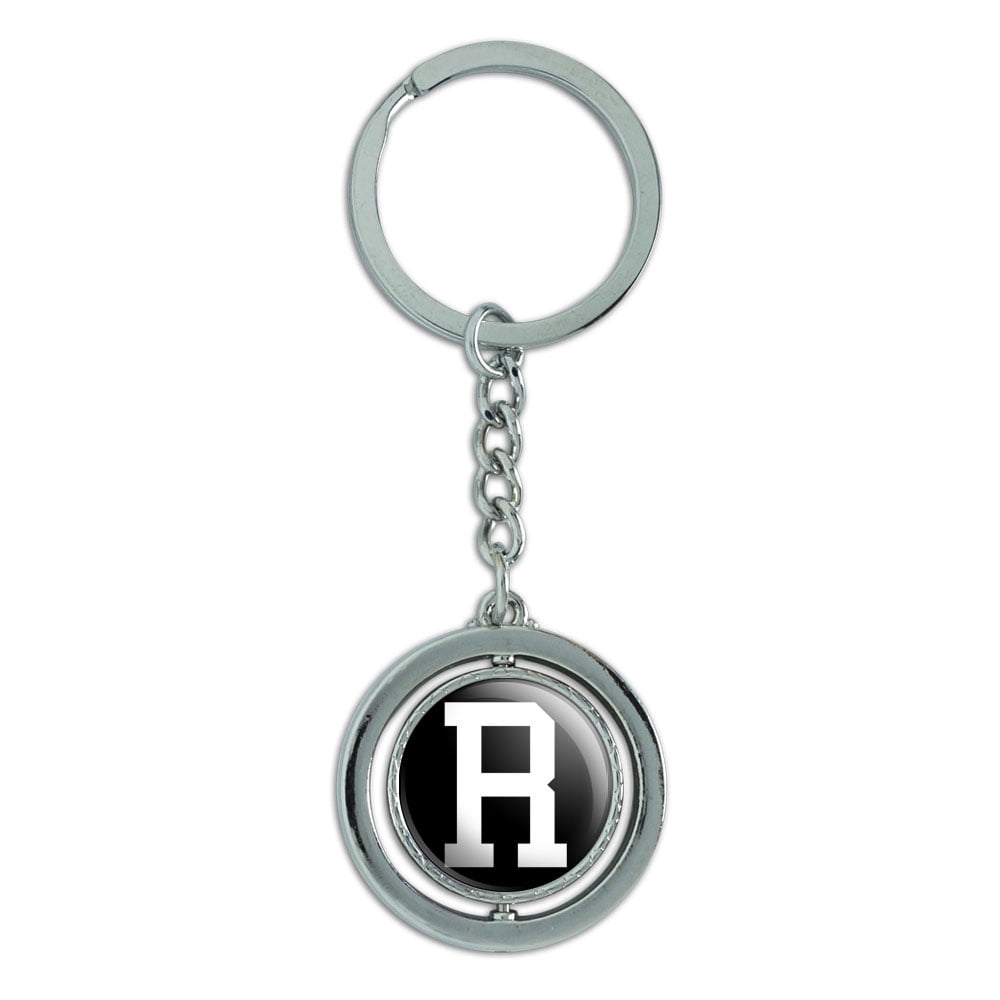 Letter R Initial Black White Spinning Circle Metal Keychain - Walmart.com