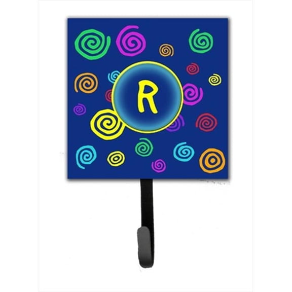 Letter R Initial Monogram - Blue Swirls Leash Holder Or Key Hook