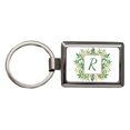thumbnail image 1 of Letter R Initial Monogram Frame Leaf Metal Rectangle Keychain, 1 of 7