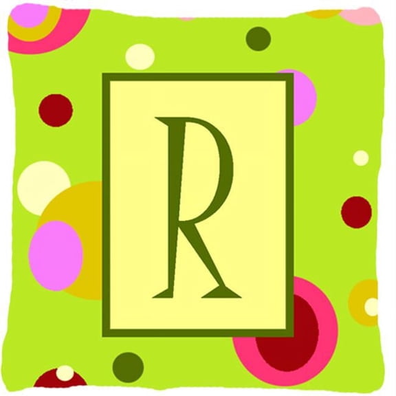 Letter R Initial Monogram - Green Decorative Indoor & Outdoor Fabric Pillow