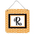 thumbnail image 1 of Letter R Initial Monogram - Orange Polkadots Wall or Door Hanging Prints, 1 of 1
