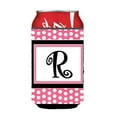 thumbnail image 1 of Letter R Initial Monogram - Pink Black Polka Dots Can or Bottle  Hugger, 1 of 1