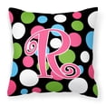 thumbnail image 1 of Letter R Initial Monogram - Polkadots and Pink Fabric Decorative Pillow, 1 of 4