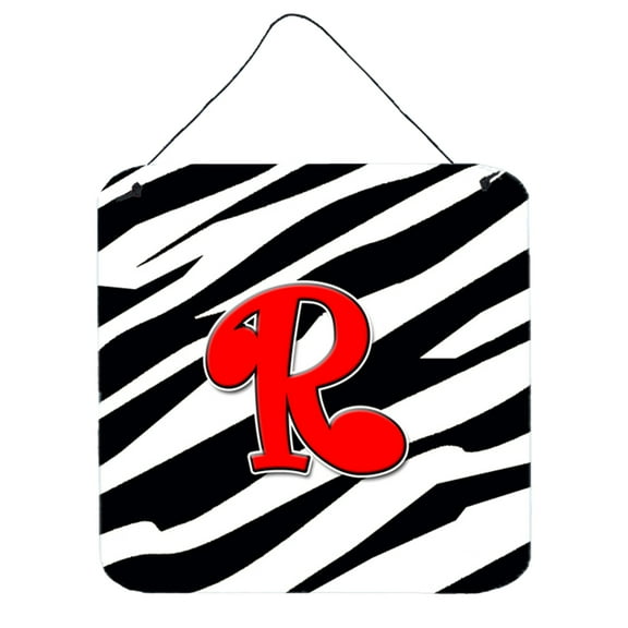 Letter R Initial Monogram - Zebra Red Wall or Door Hanging Prints