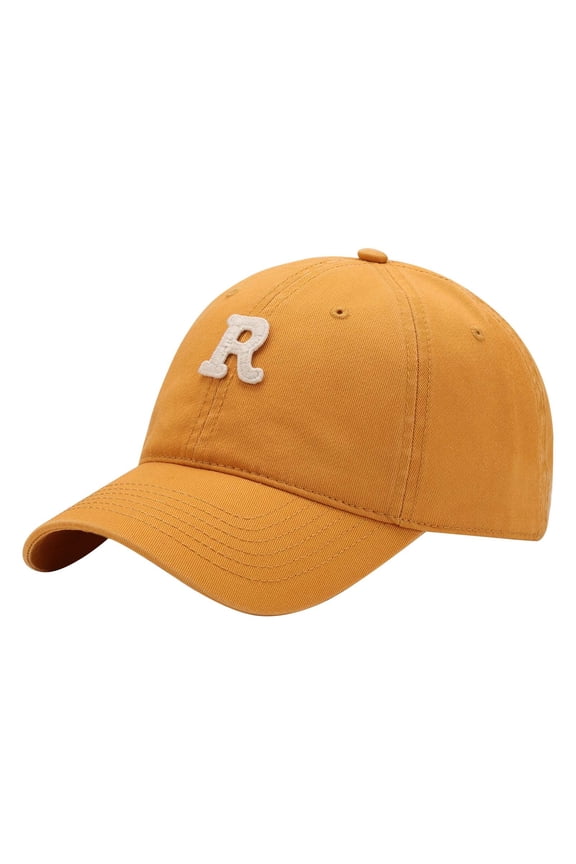 Letter R Initial Print Baseball Cap Curved Wide Brim Sunshade Adjustable Trucker Hat Style Beta