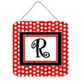 thumbnail image 1 of Letter R Initial  - Red Black Polka Dots Wall or Door Hanging Prints, 1 of 1