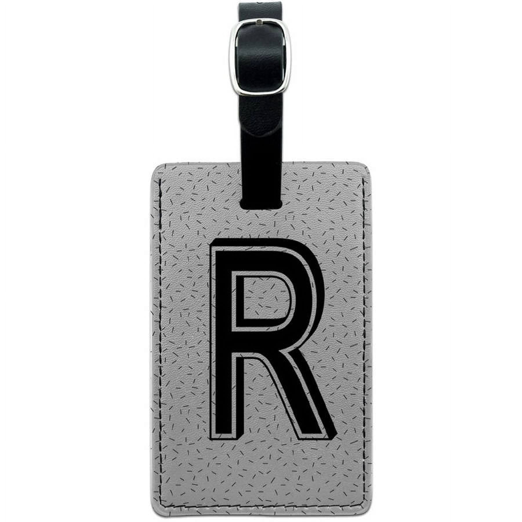 Letter R Initial Sprinkles Black White Leather Luggage ID Tag Suitcase ...