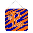 thumbnail image 1 of Letter R Initial  Tiger Stripe Blue and Orange Wall or Door Hanging Prints, 1 of 1